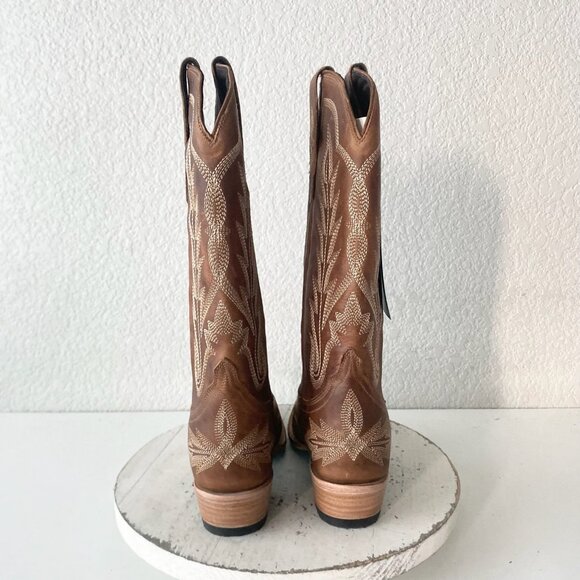 Lane LEXINGTON Womens Cowboy Boots Size 6.5 Brown Western Cowgirl Mid Calf Tall - Picture 3 of 11